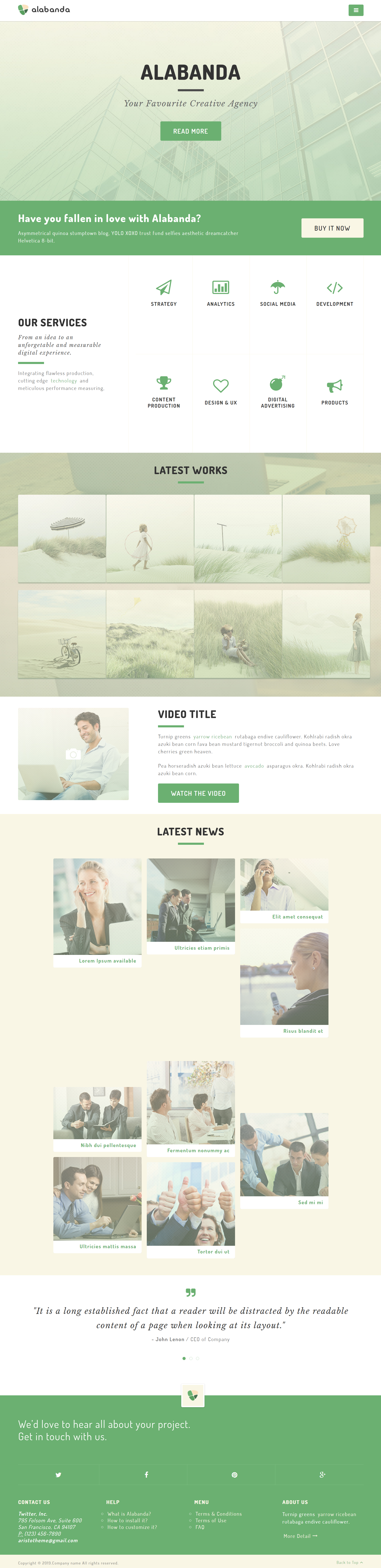 绿色简洁风格响应式数字营销机构企业网站模板
