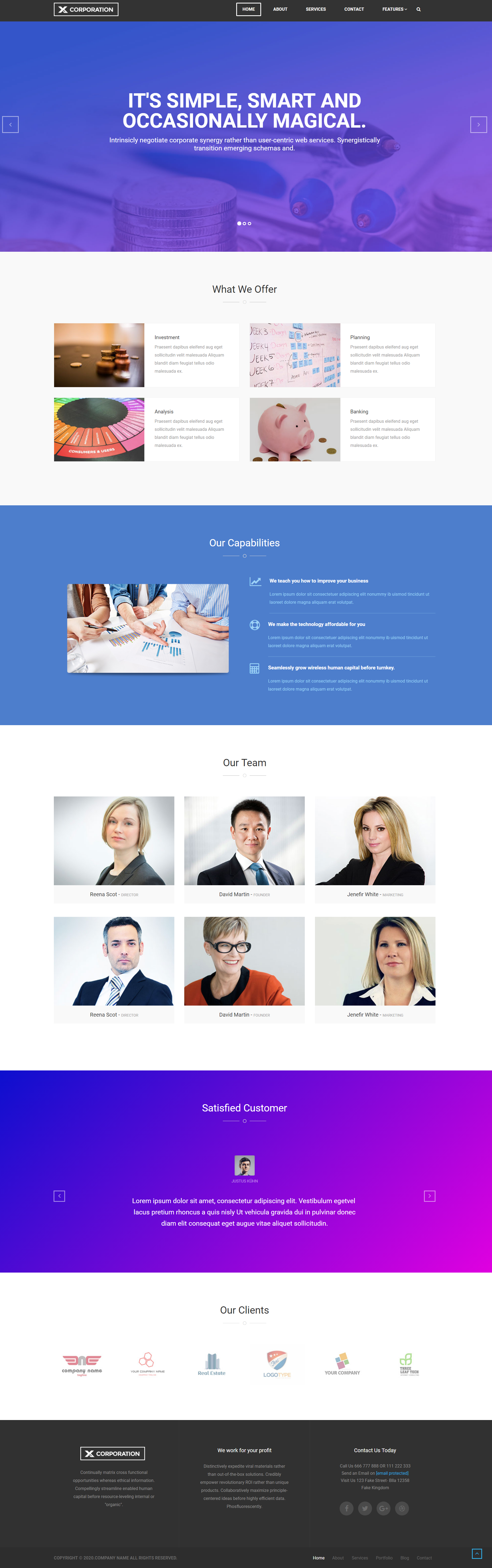 蓝色简洁风格响应式商务金融投资企业网站模板