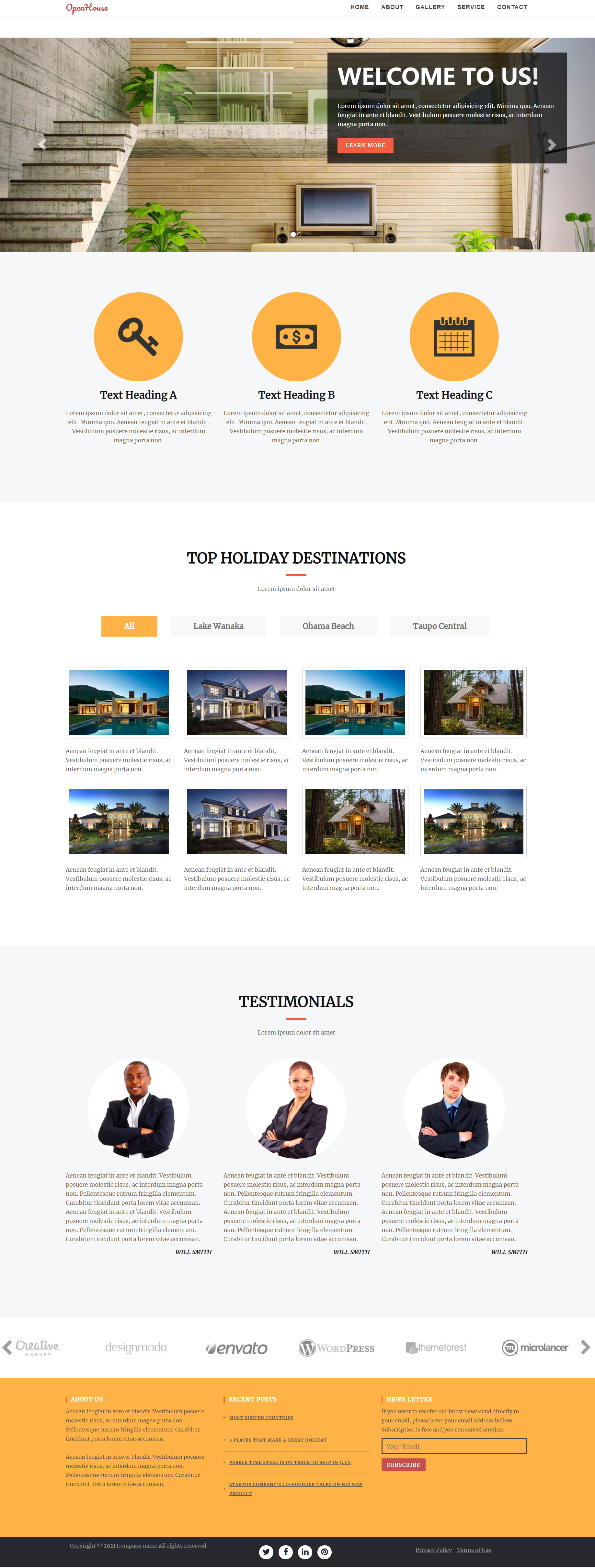 橙色简洁风格响应式沙发外贸公司企业网站模板