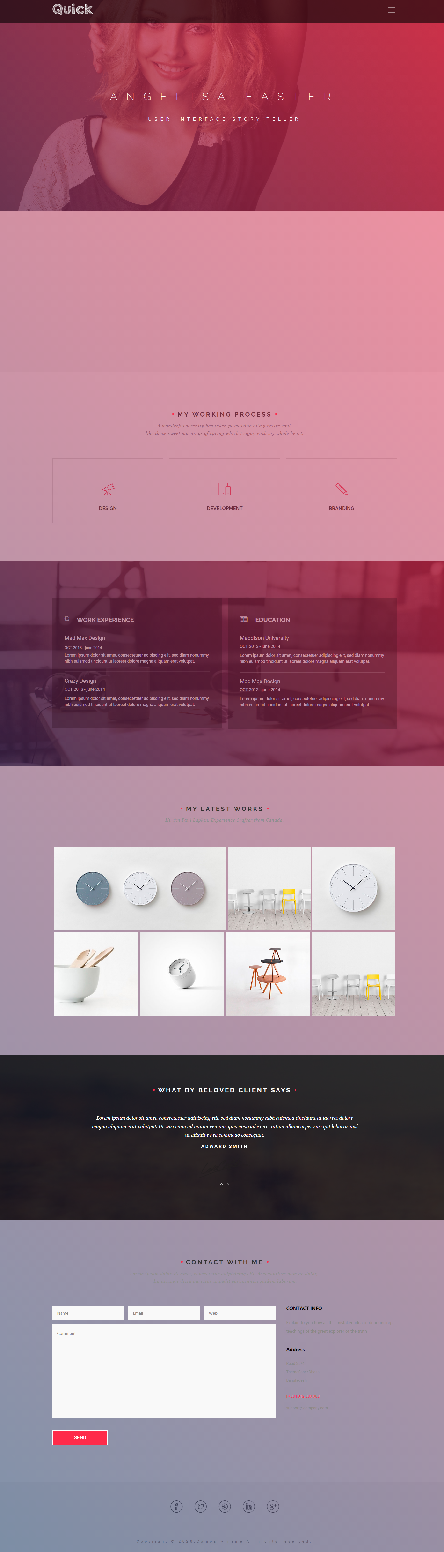 紫色简洁形式pc+wap设计师主页个人网站模板代码