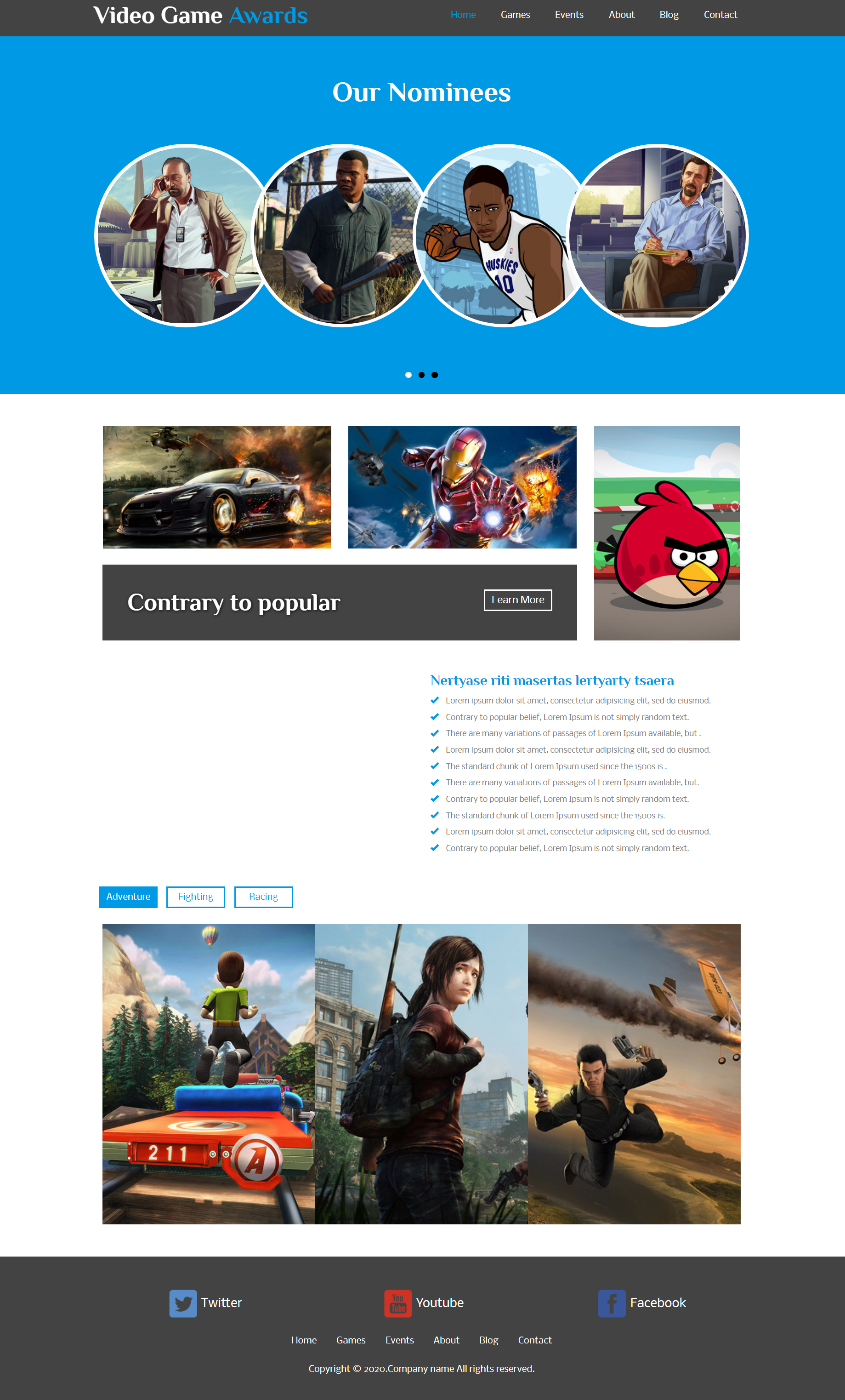 bootstrap蓝色宽屏样式游戏公司企业网站模板代码下载