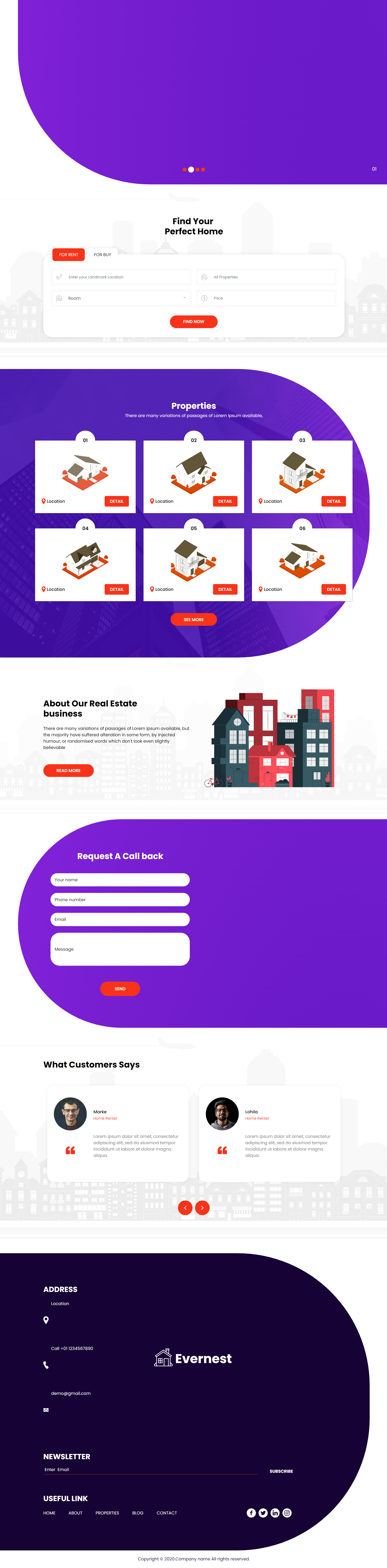 HTML红色实用形式图形公寓房地产企业网站模板代码