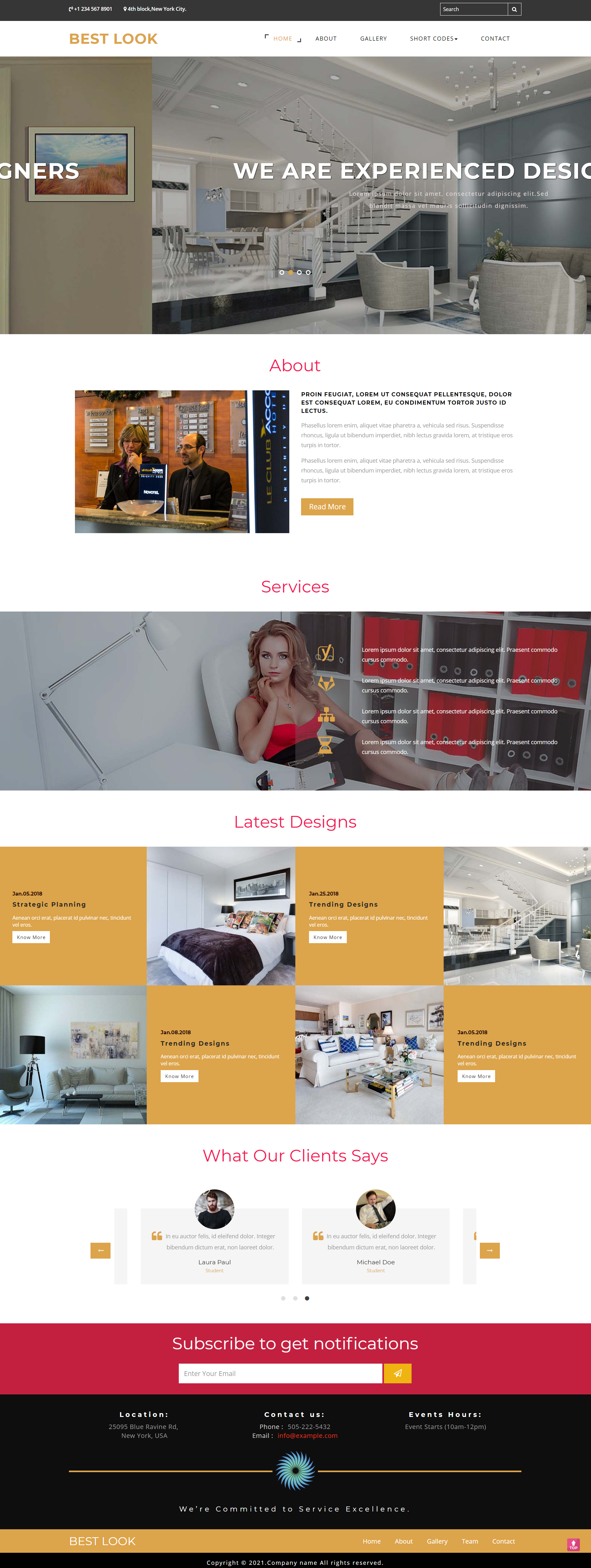 棕色简洁风格响应式室内装修设计企业网站模板