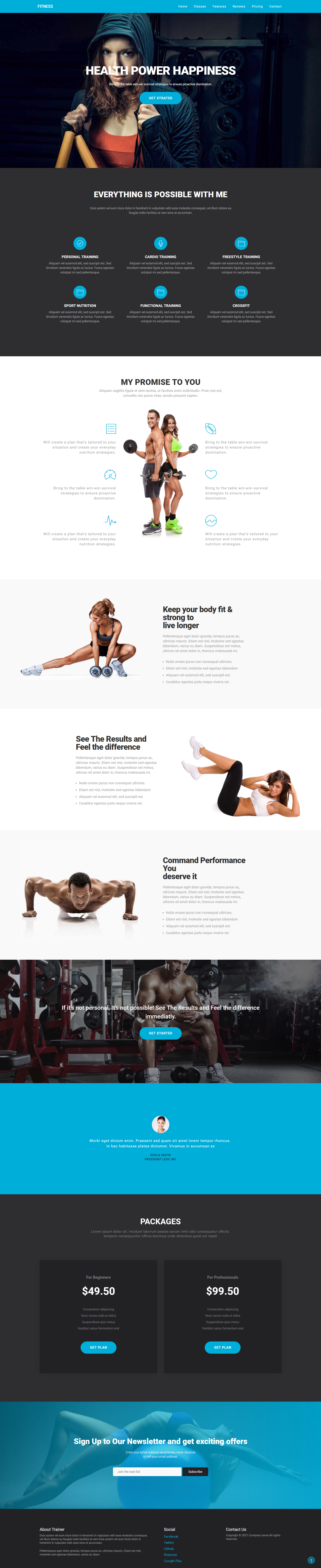 蓝色简洁风格响应式运动健身企业网站模板