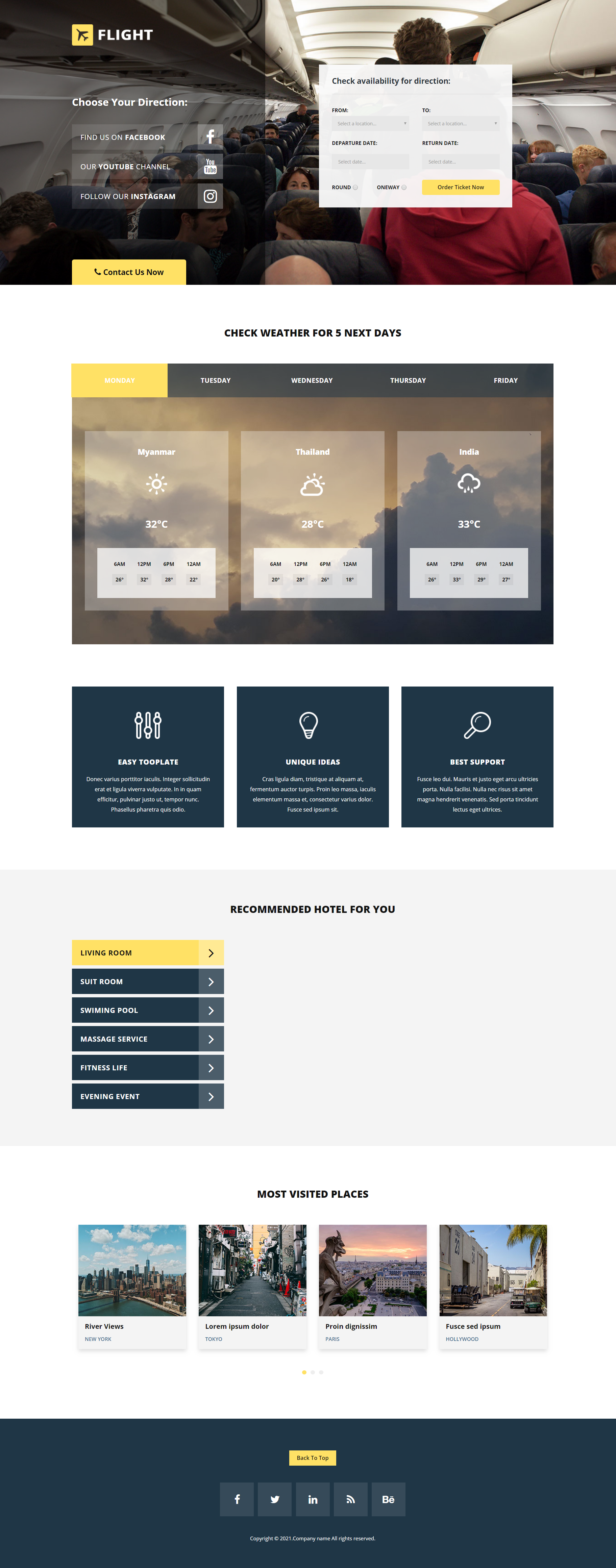 HTML5黄色宽屏样式创意航空公司企业网站模板代码下载