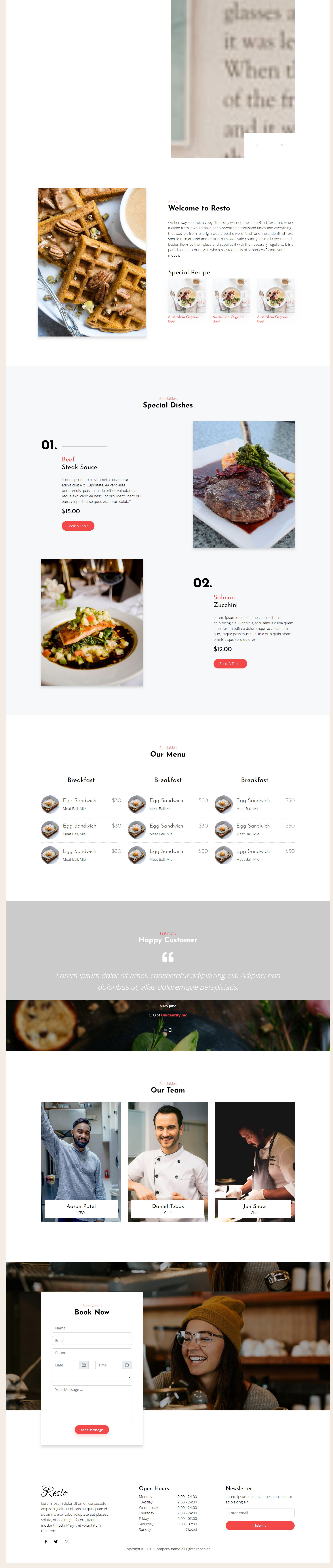 bootstrap黑色宽屏样式餐厅美食企业网站模板代码下载