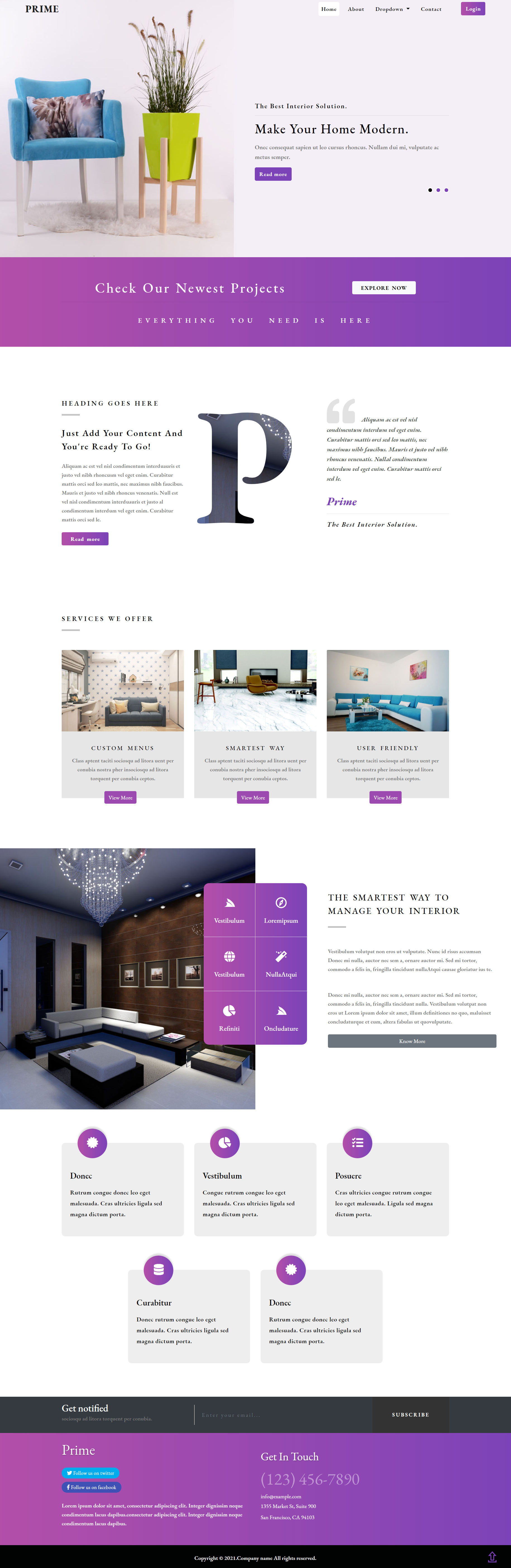 紫色简洁风格响应式家居装饰企业网站模板
