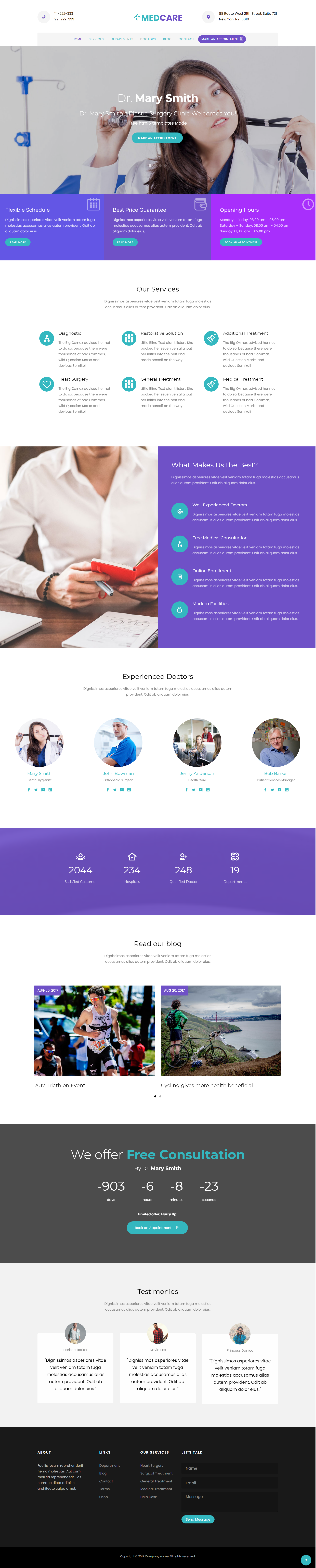 HTML紫色实用形式健康医疗管理企业网站模板代码