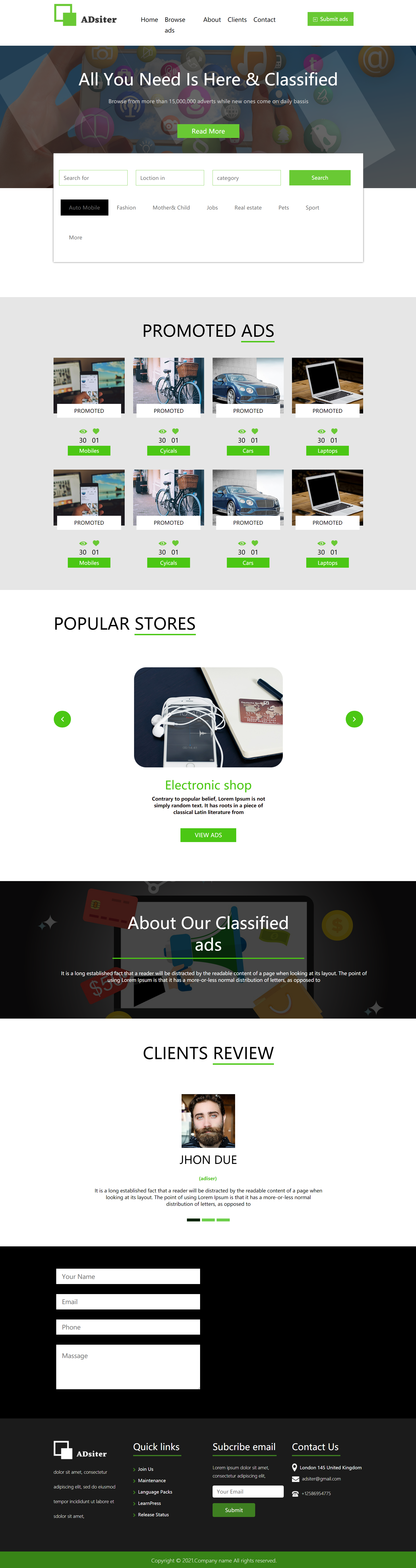 绿色简洁风格响应式创意在线交易企业网站模板