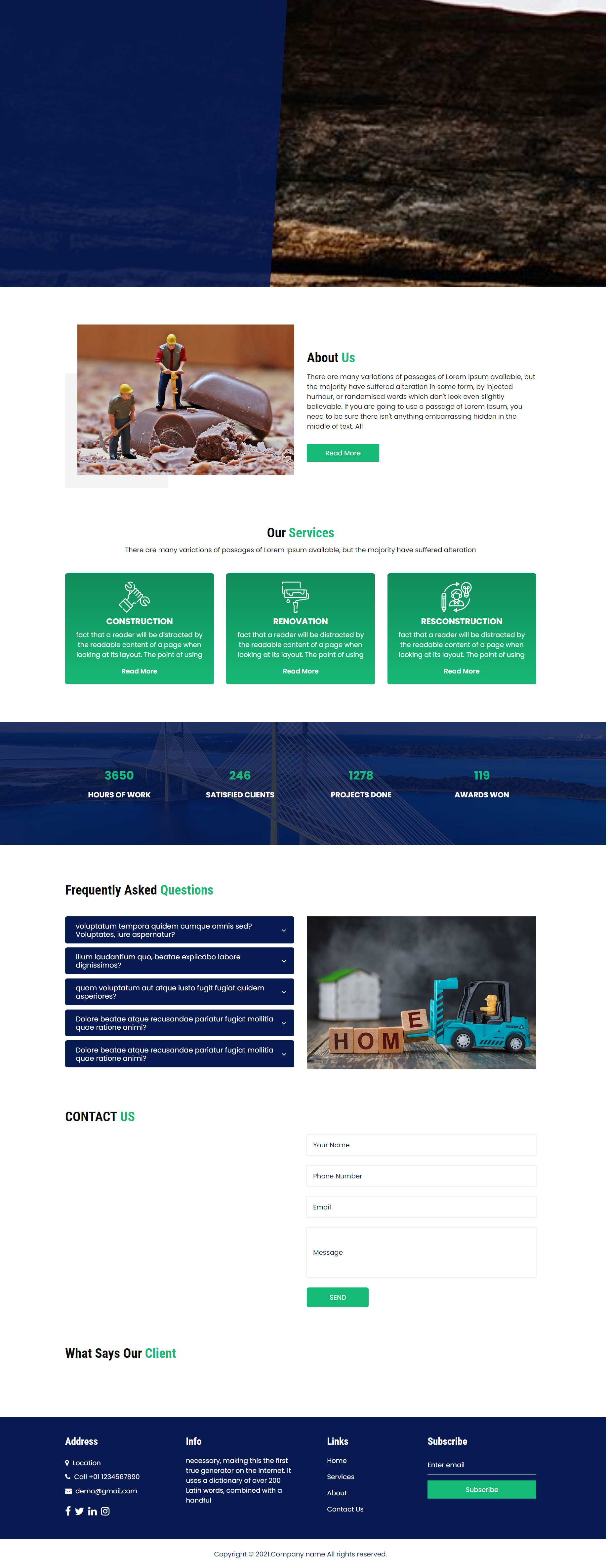 HTML绿色实用形式工地项目施工企业网站模板代码