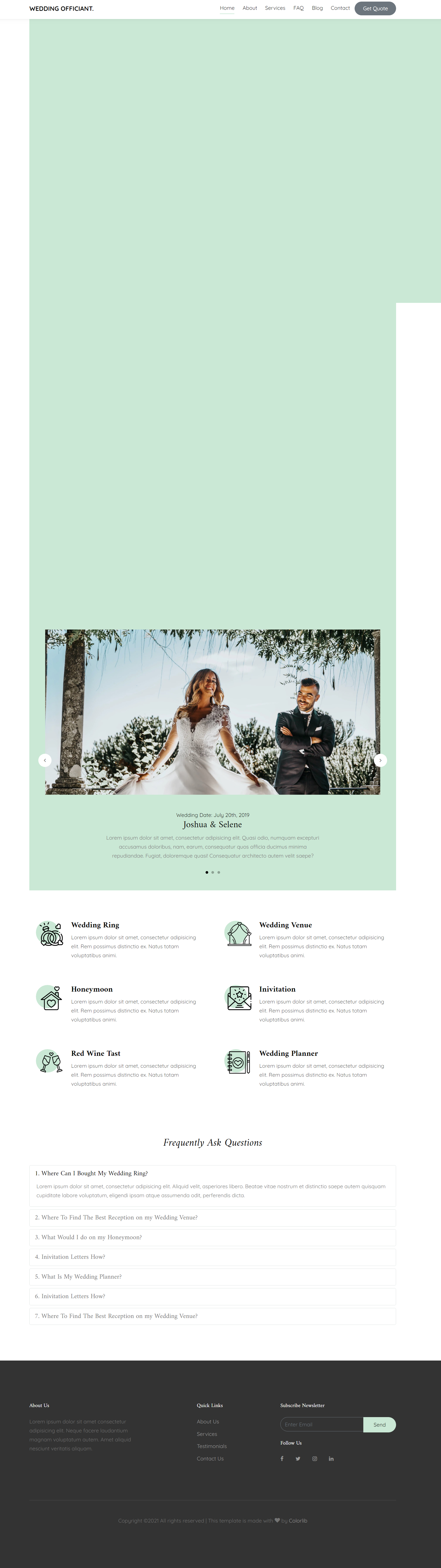 HTML绿色实用形式婚礼策划咨询企业网站模板代码