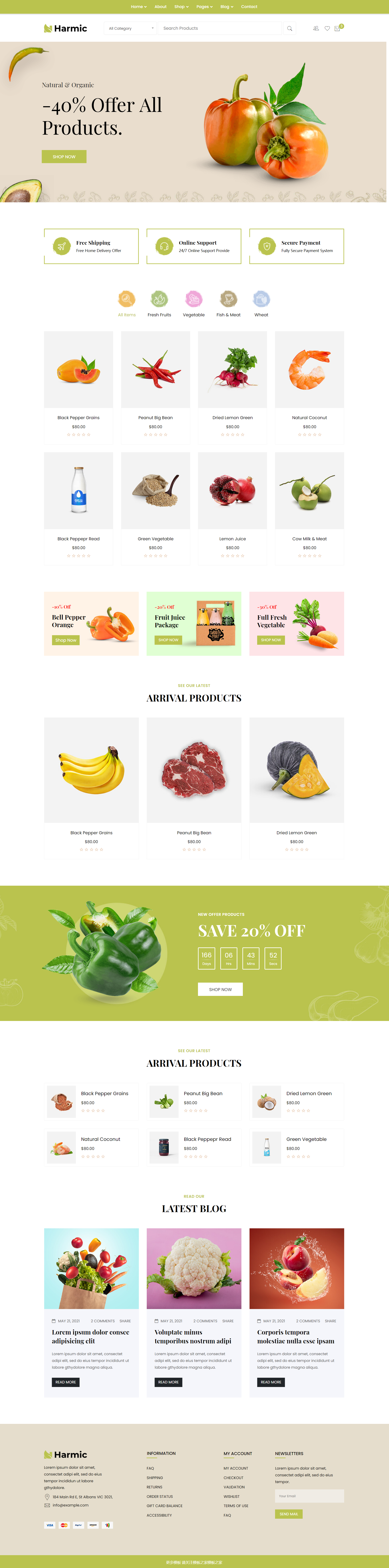 HTML5红色宽屏样式蔬菜水果生鲜企业网站模板代码下载