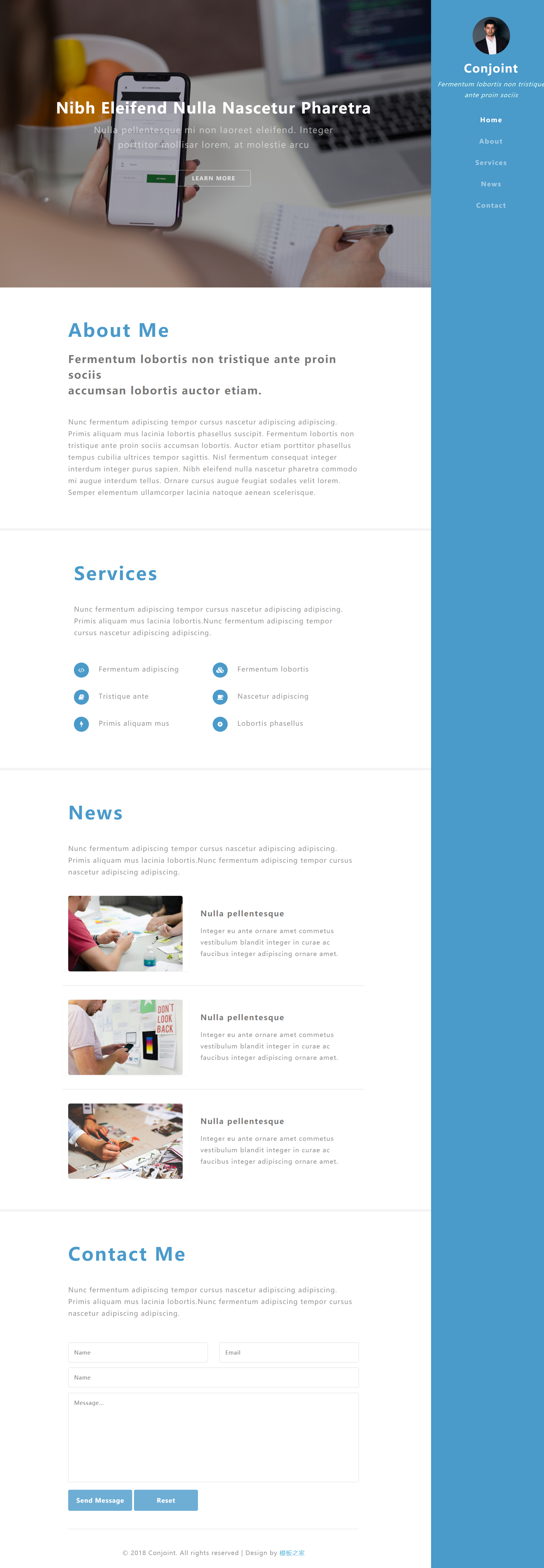 蓝色简洁风格响应式企业动态介绍企业网页模板