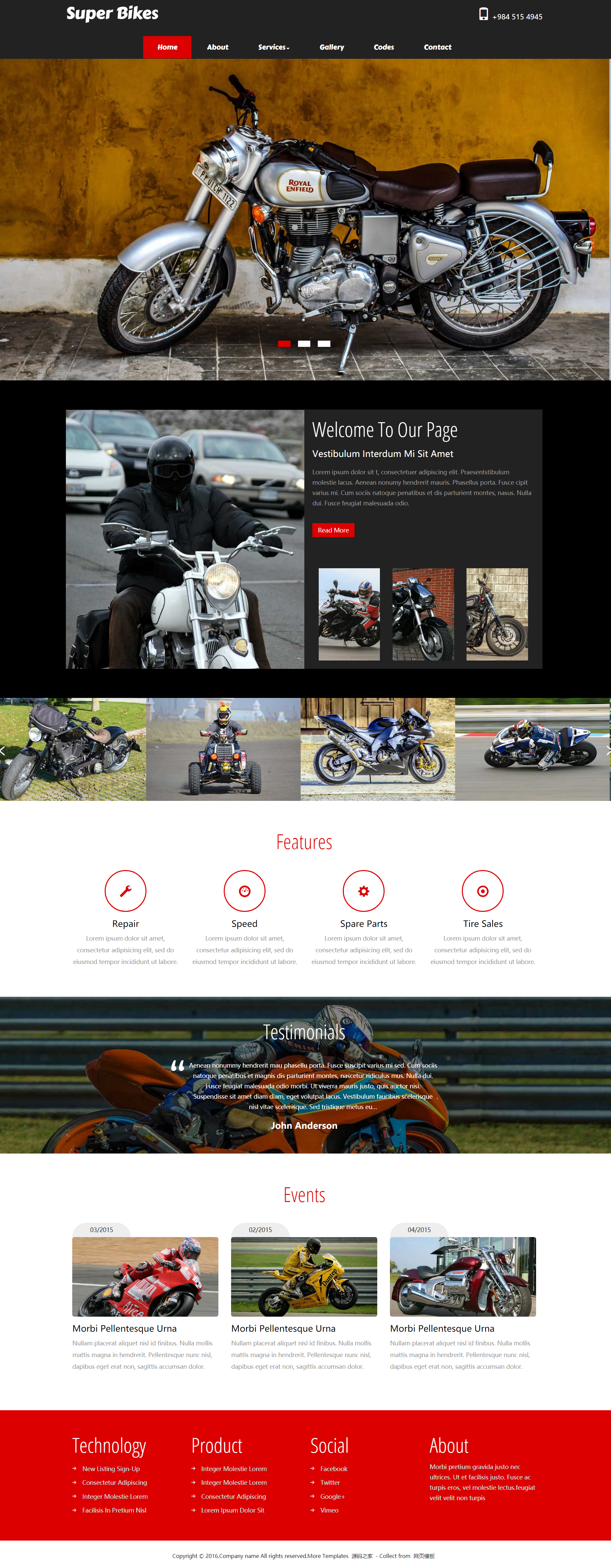 HTML红色实用形式摩托车维修企业网站模板代码