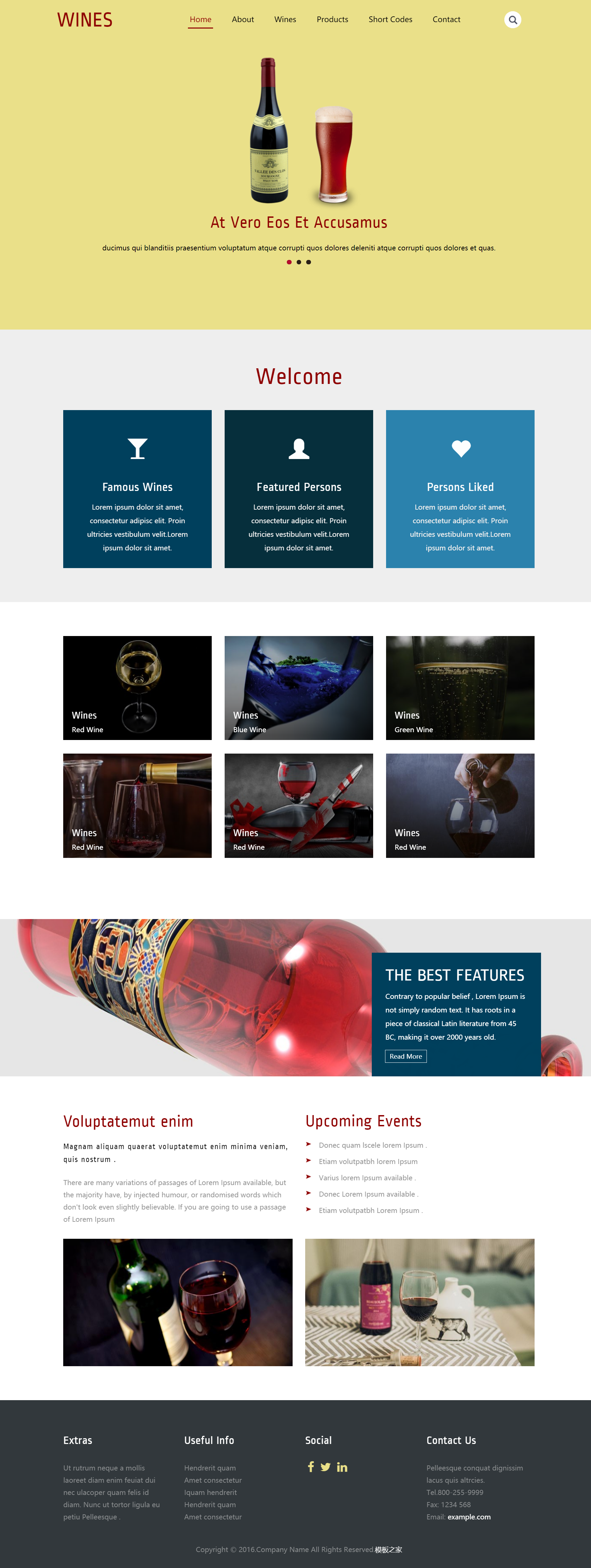 红色简洁风格响应式红酒公司企业网站模板