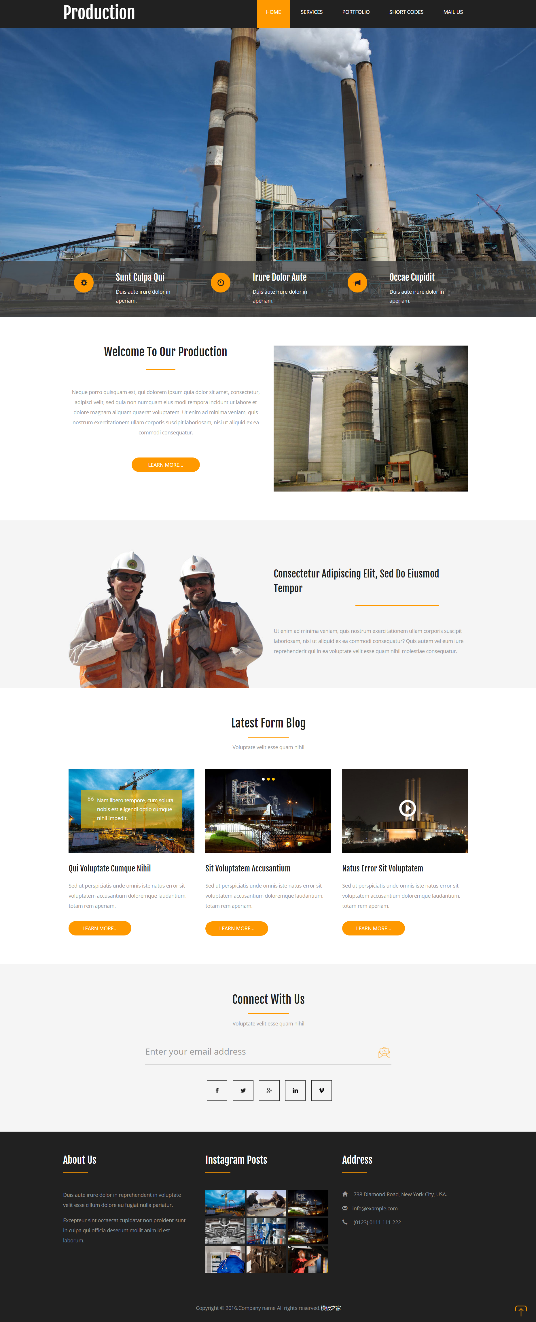 HTML黄色实用形式工业建筑企业网站模板代码
