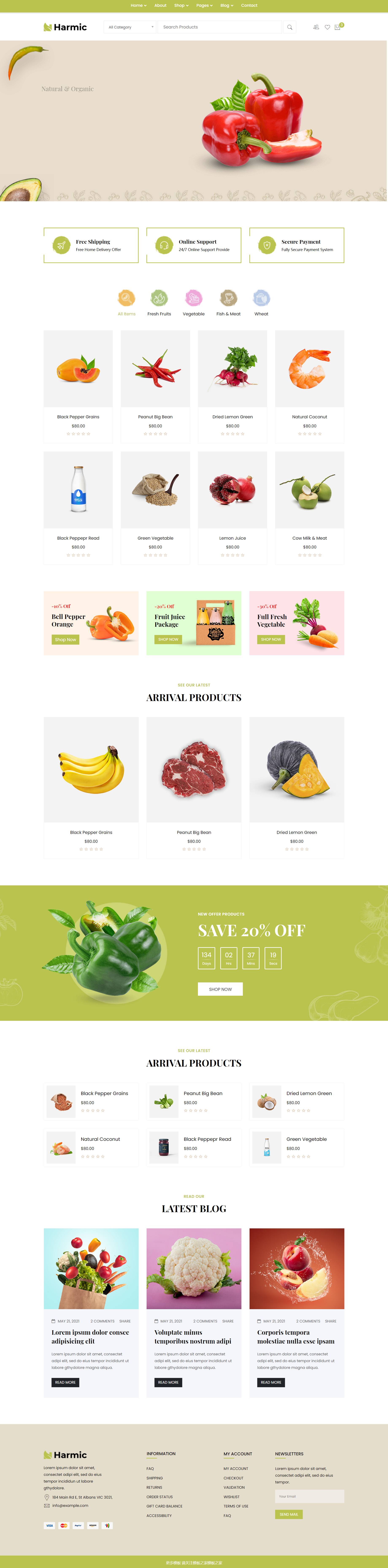 HTML5绿色宽屏样式蔬菜水果超市电商网站模板代码下载