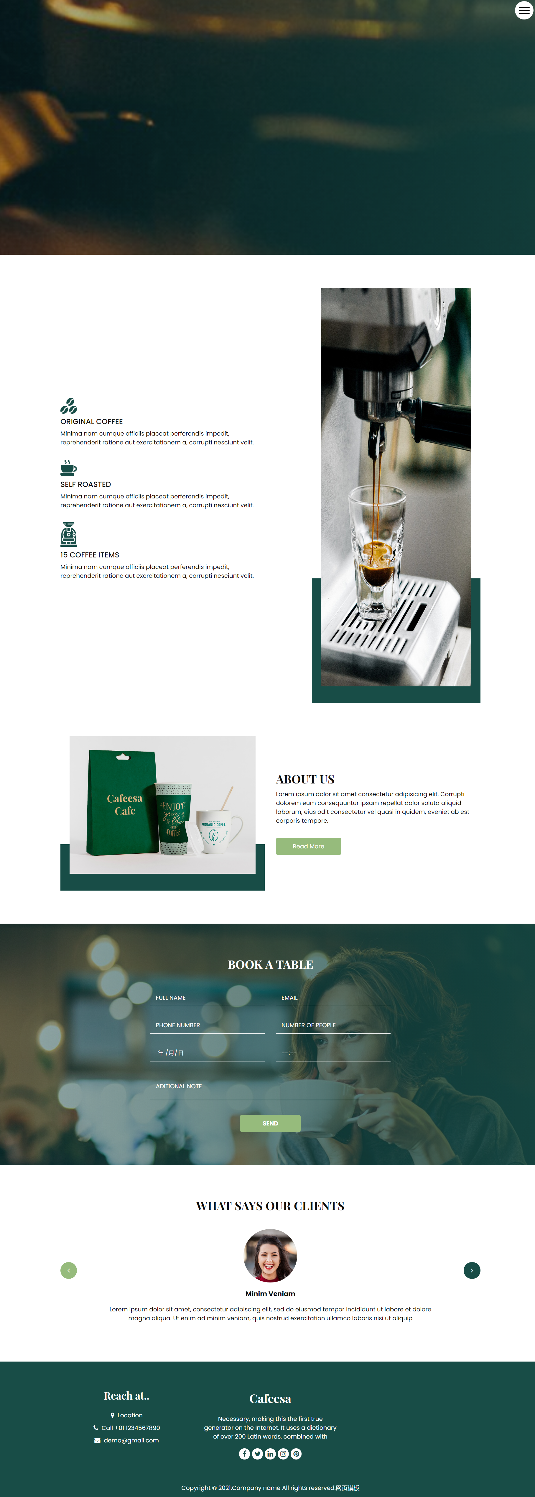 HTML绿色实用形式咖啡馆公司企业网站模板代码