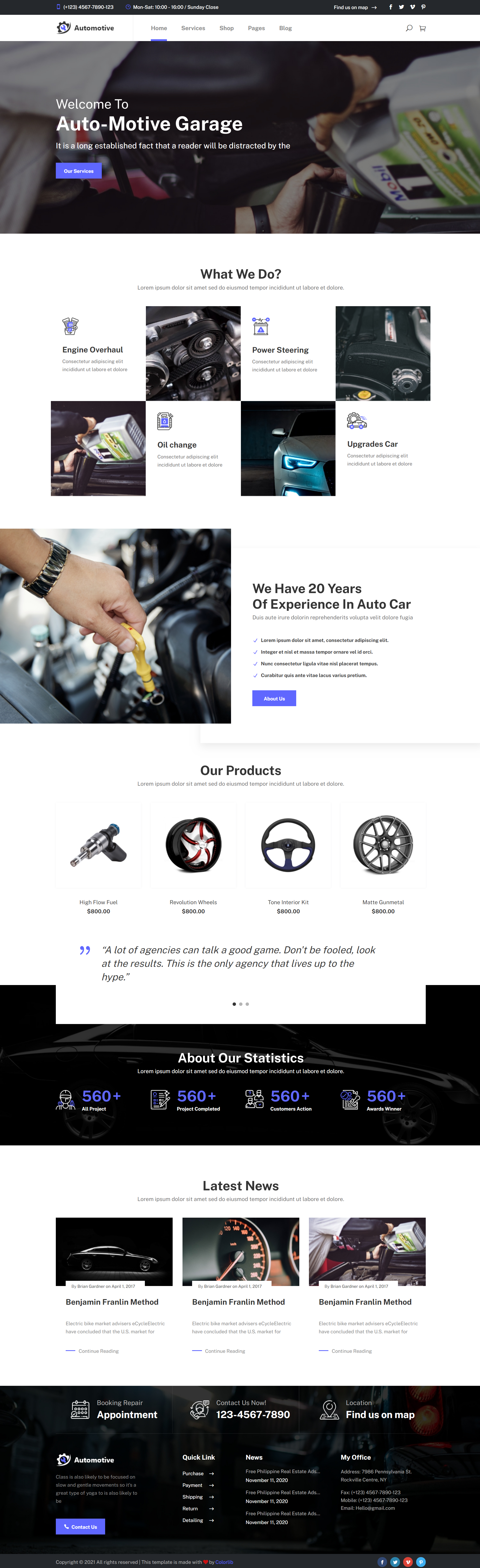 蓝色简洁风格响应式汽车保养维修企业网站模板