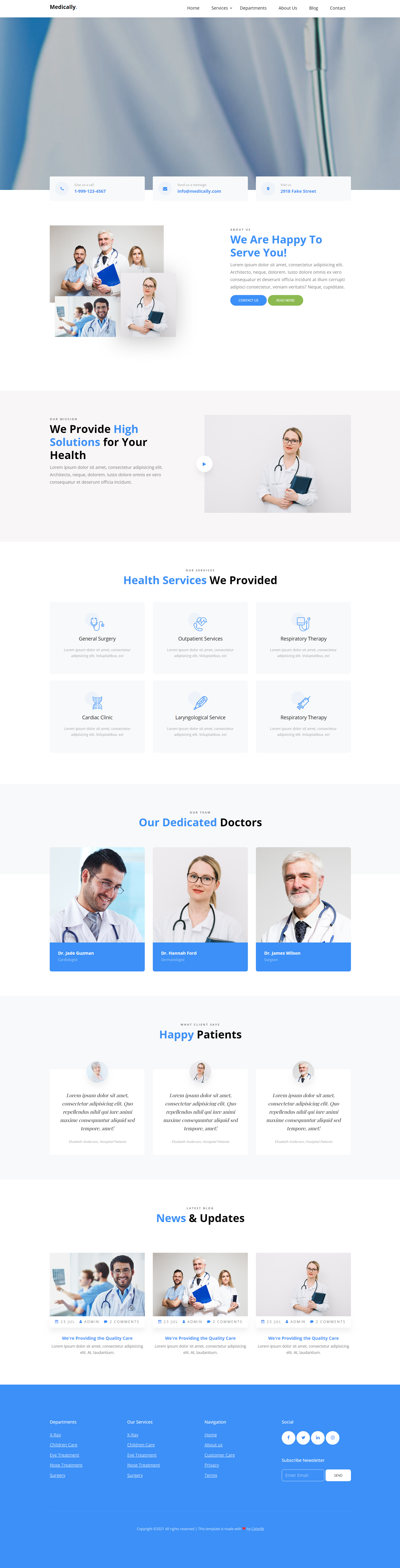 蓝色简洁风格响应式医疗专家展示企业网页模板