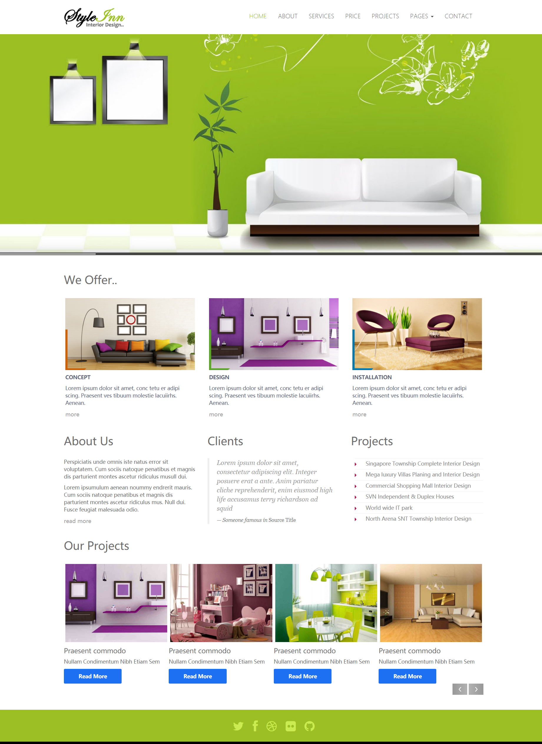 绿色简洁风格响应式创意家居公司企业网站模板