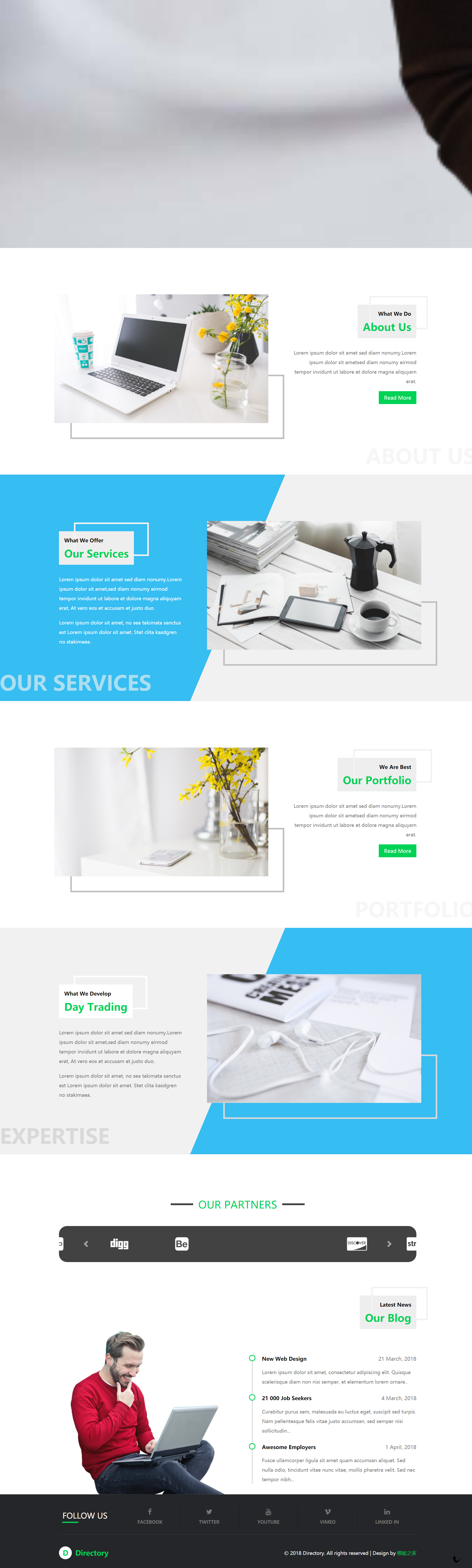 绿色简洁风格响应式商务智能服务企业网站模板