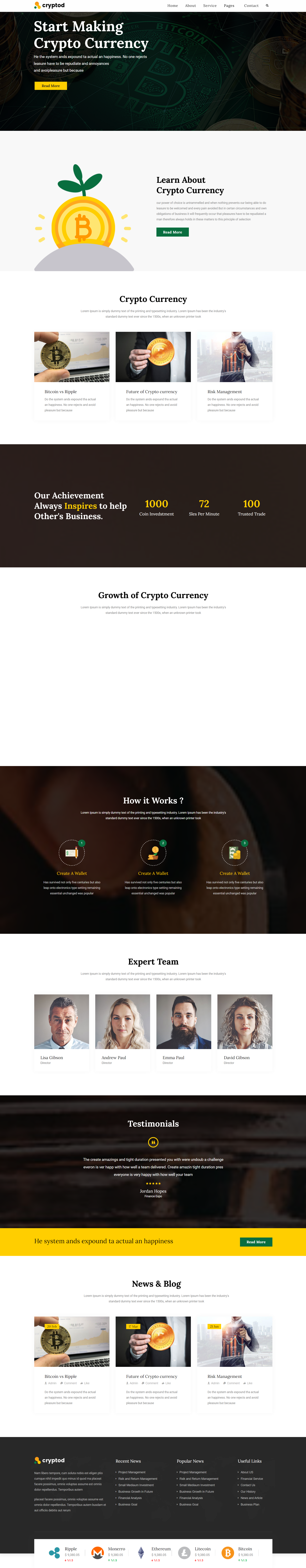黑色简洁风格响应式比特币加密货币企业网站模板